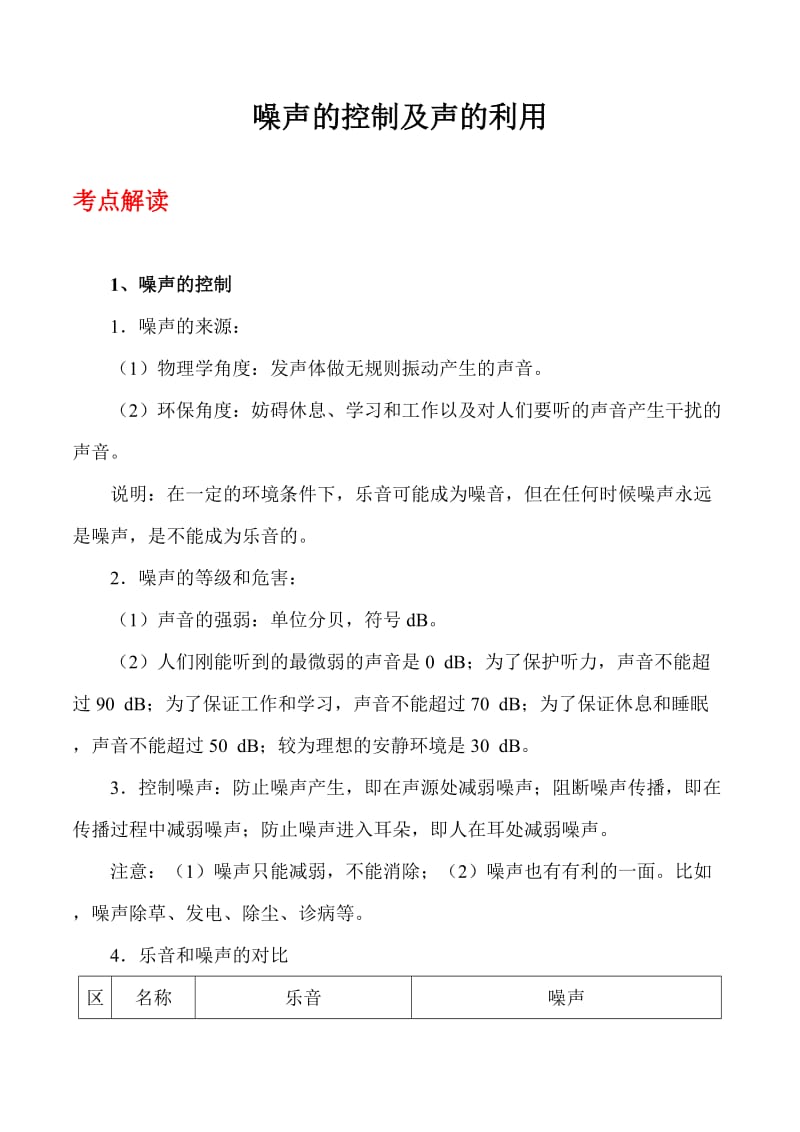 中考物理复习考点04 噪声的控制及声的利用-备战2020年中考物理考点.doc_第1页