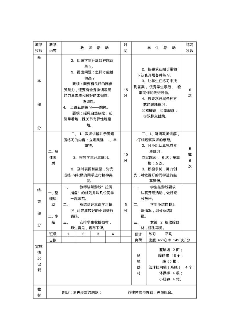 初中体育跳跃多种形式的跳跃教案.pdf_第2页