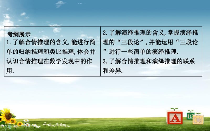 最新新人教版2019届高考数学一轮复习第十一篇复数算法推理与证明第3节合情推理与演绎推理课件理.pdf_第2页