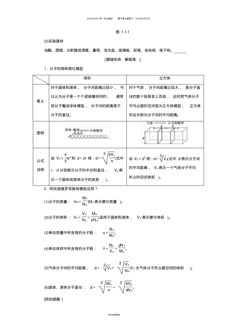 高中物理第1章分子动理论第1节分子动理论的基本观点教学案鲁科版选修.pdf_第2页