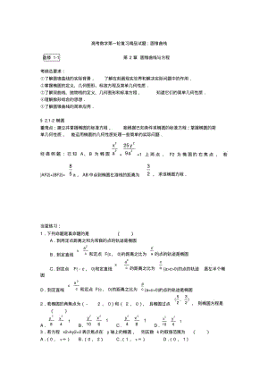 高考数学第一轮复习精品试题：圆锥曲线.pdf