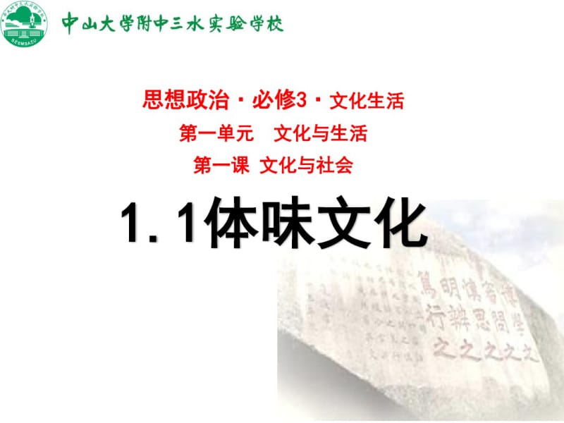 人教版高中政治必修三文化生活1.1体味文化课件(共30张PPT).pdf_第1页