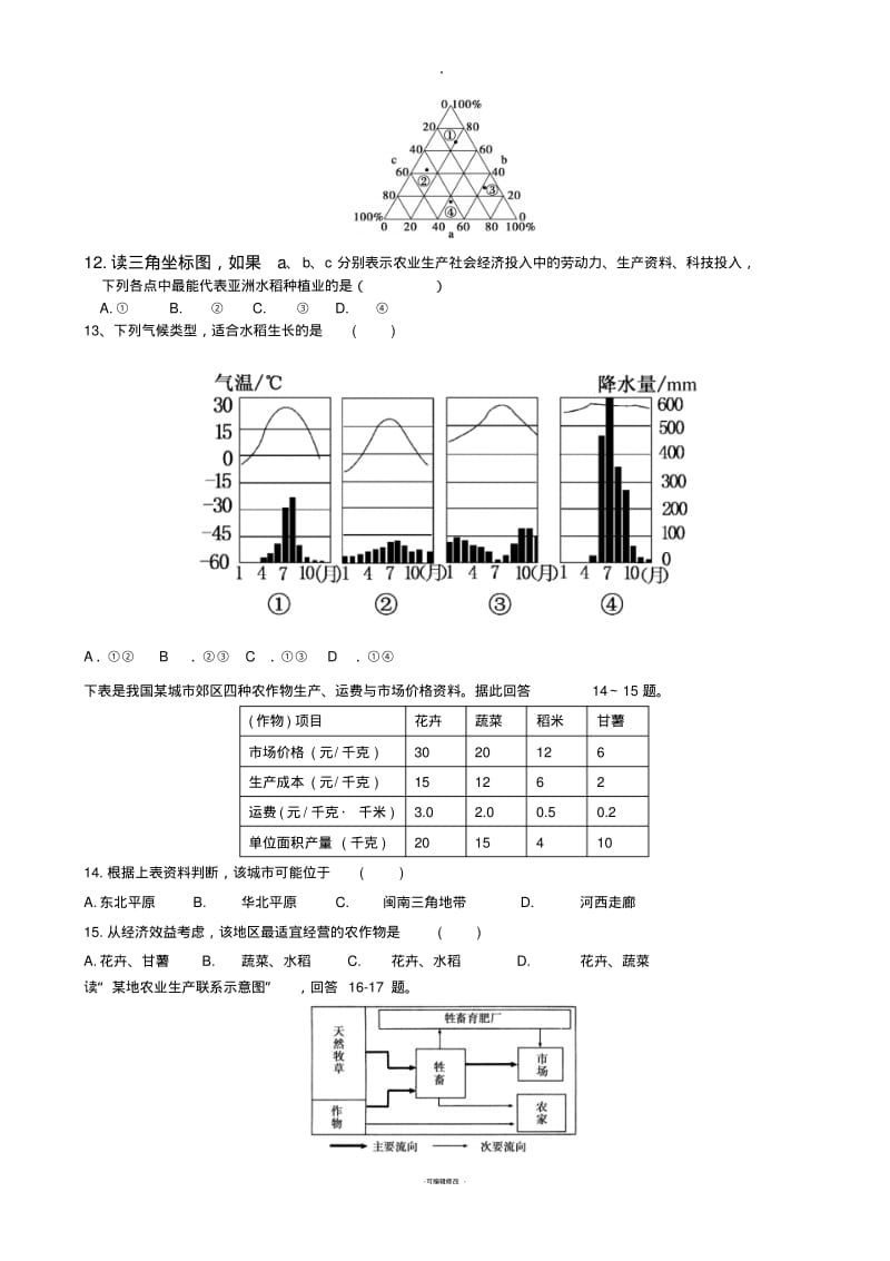 农业区位因素与农业地域类型习题.pdf_第2页