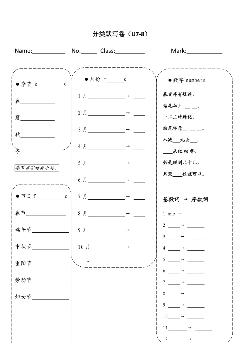 译林版五下英语U6-8词汇分类默写.docx_第1页