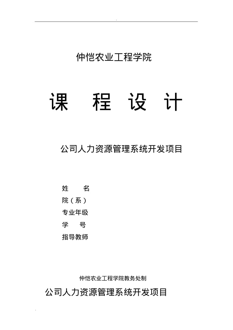 IT项目管理-公司人力资源管理系统开发项目.pdf_第1页