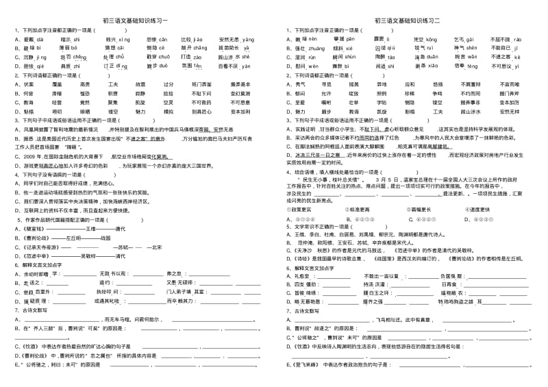 初三语文总复习基础知识练习.pdf_第1页