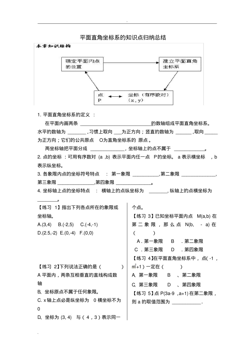 平面直角坐标系知识点总结归纳.pdf_第1页