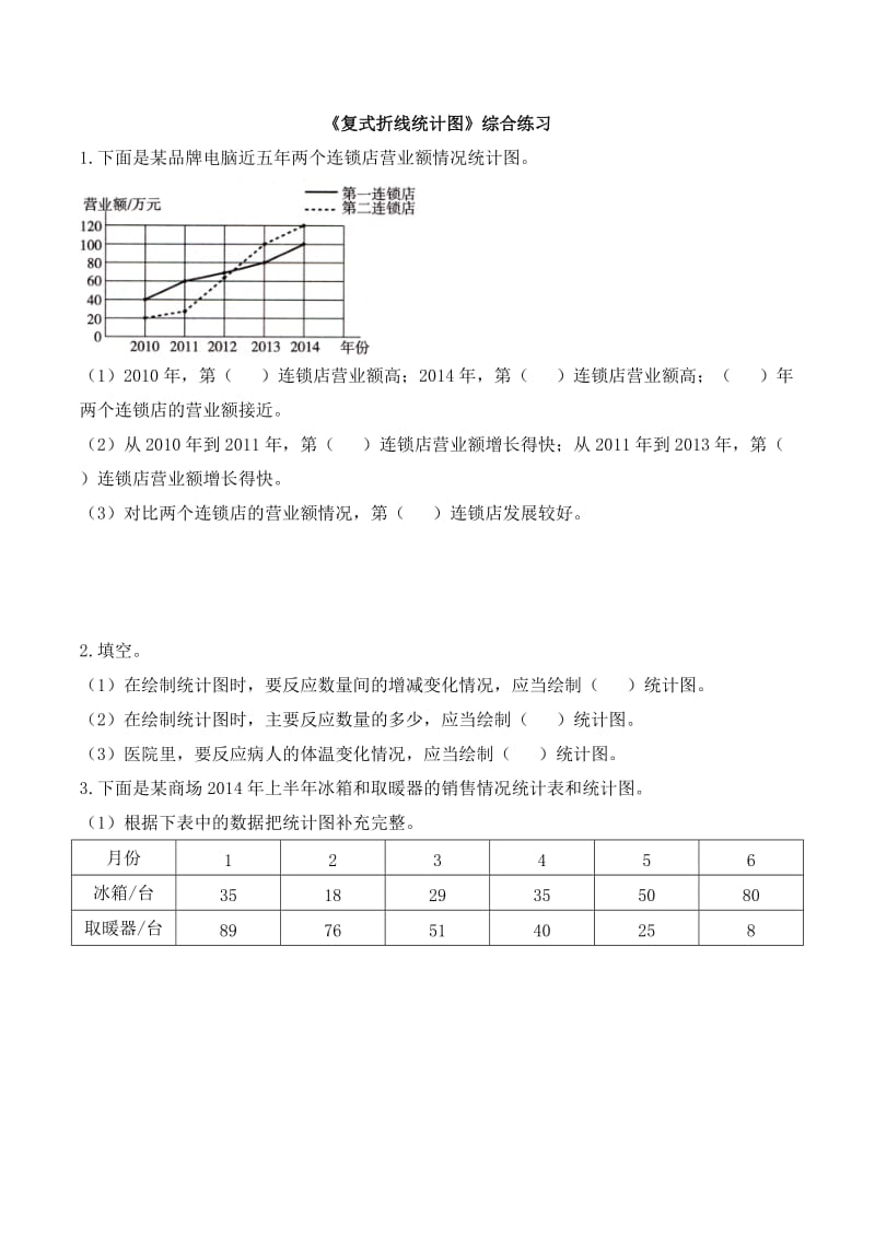 北师大版五下数学第8单元《复式折线统计图》综合练习.doc_第1页