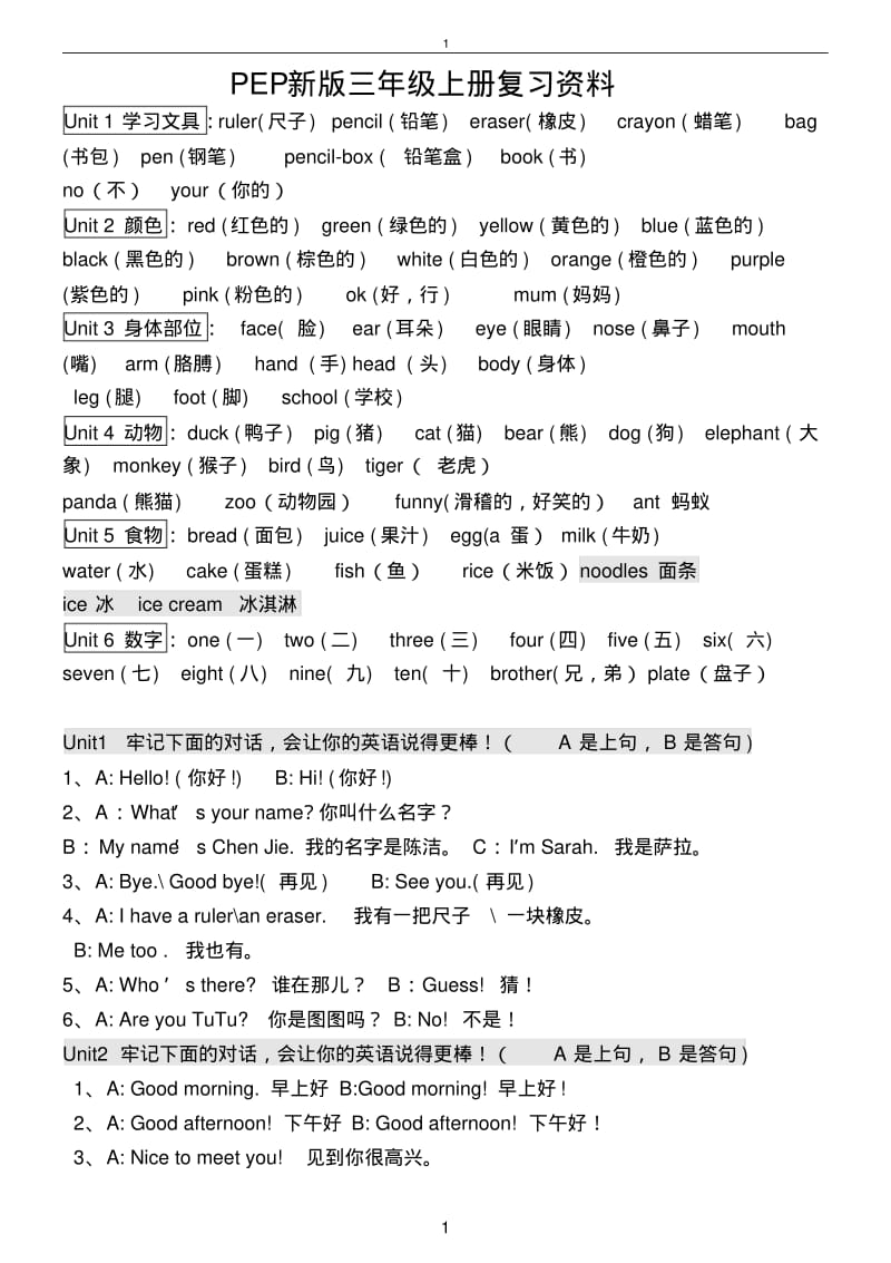 新版人教版pep小学英语3至6年级知识点归纳.pdf_第1页