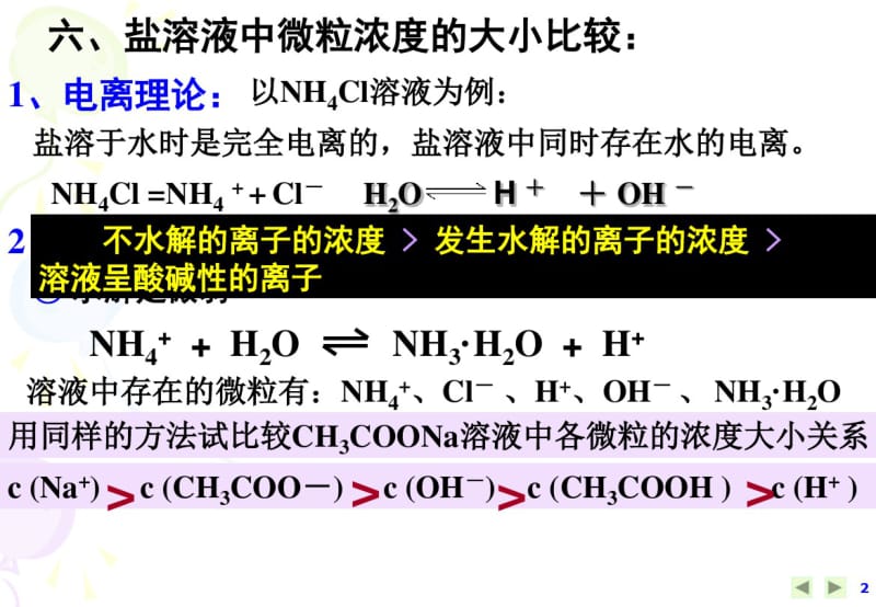 高中化学选修四课件：3-3-盐类的水解-离子浓度大小比较.pdf_第2页