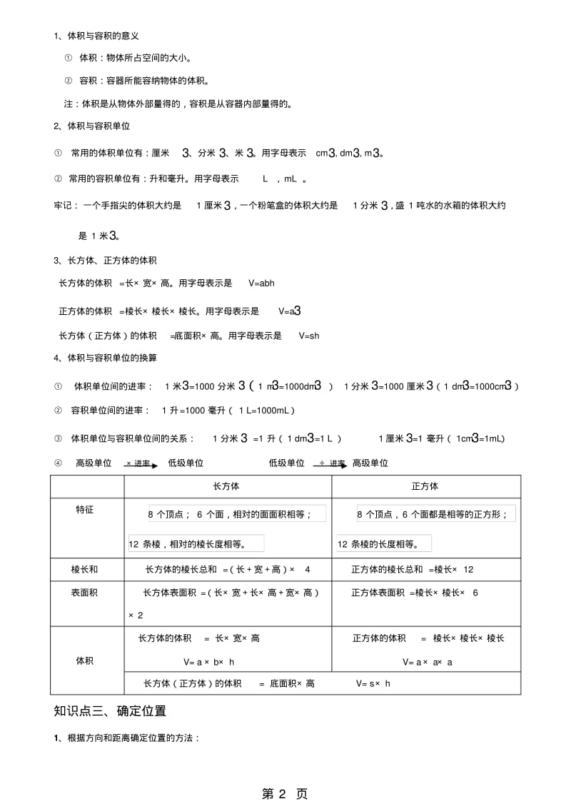 五年级下册数学试题总复习空间与几何总结与练习北师大版.pdf_第2页