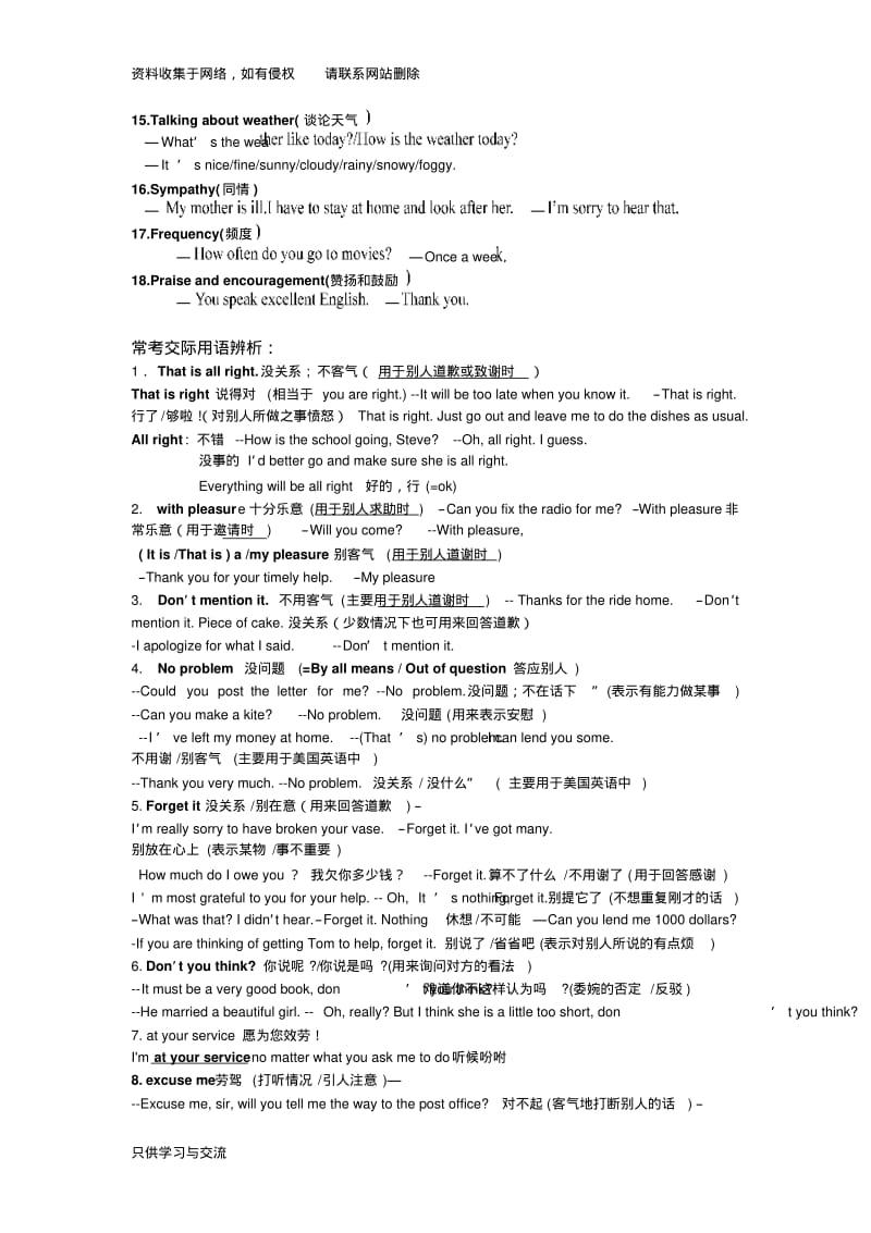 高考英语情景交际用语考点归纳.pdf_第2页