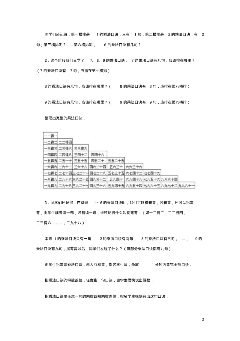 二年级数学9的乘法口诀表教案人教版.pdf_第2页