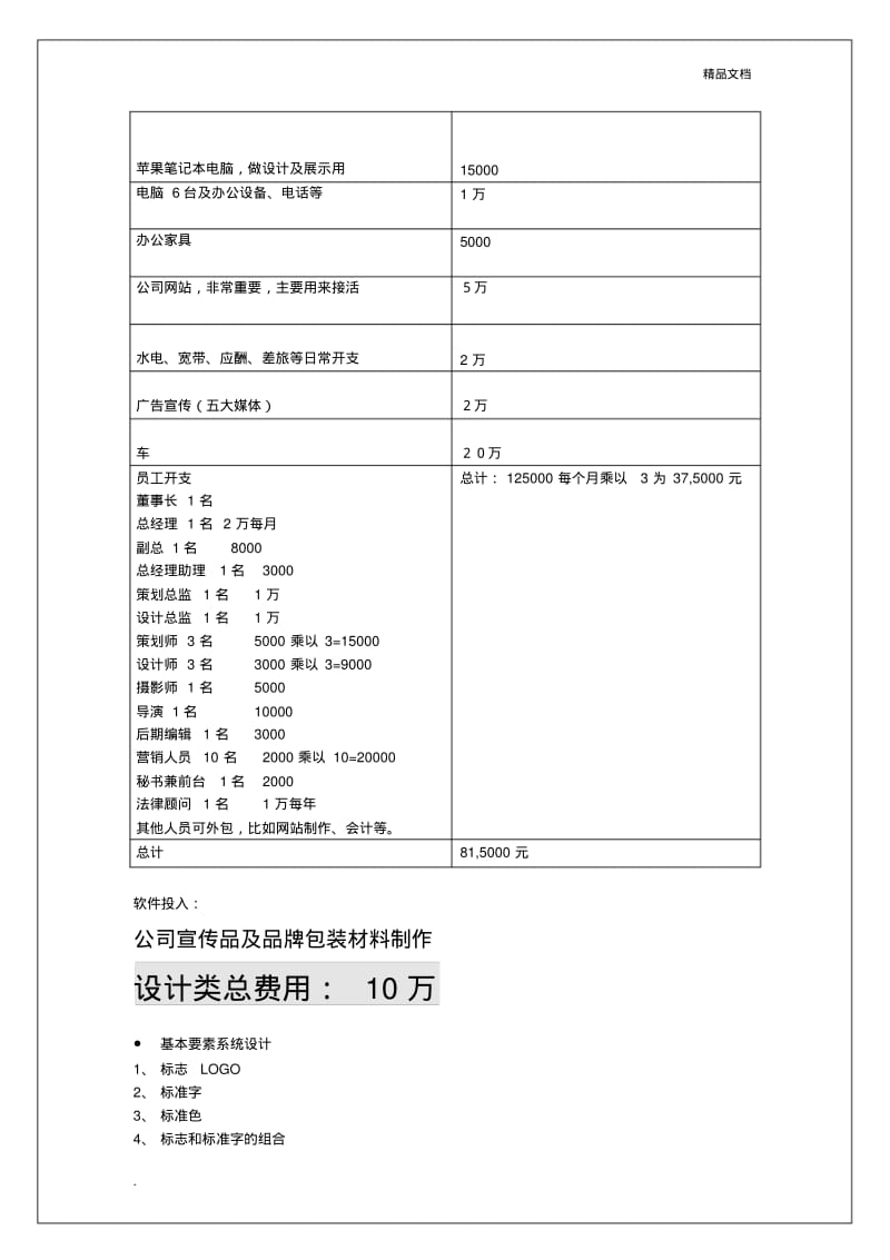 成立公司开支预算及经营安排.pdf_第3页