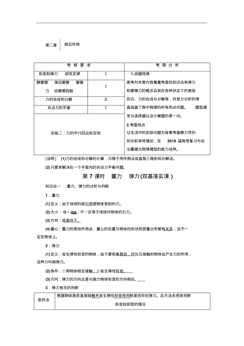 2018-2019学年高中新创新一轮复习物理江苏专版：第二章相互作用含解析精品.pdf_第1页