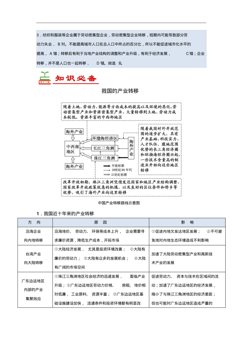 我国的产业转移-试题君之每日一题君2017-2018学年高二地理上学期期末复习含解析精品.pdf_第2页