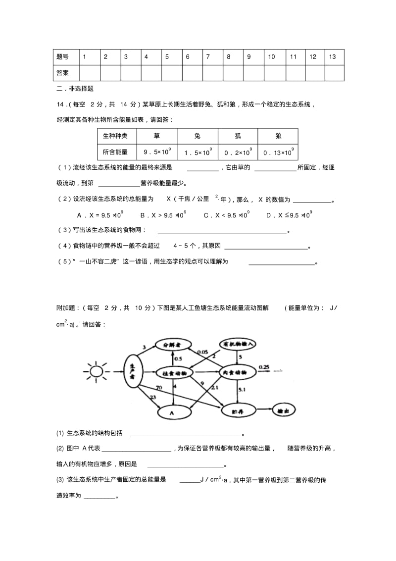 推荐下载高二生物必修三同步练习5.2生态系统的能量流动2含答案.pdf_第3页