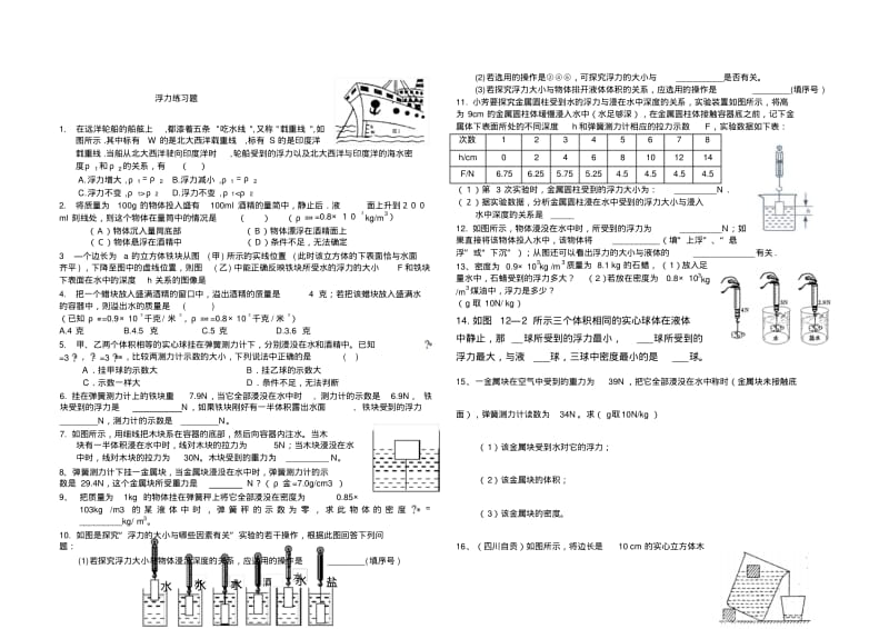 压强和浮力综合练习题.pdf_第1页