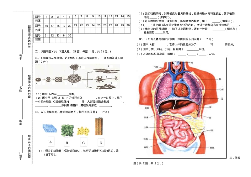 最新-七年级生物下册期中考试试卷苏科版精品.pdf_第3页