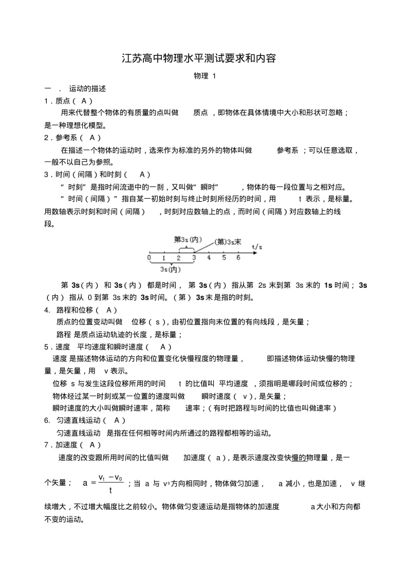 最新-2018江苏高中物理水平测试要求和内容(必修1、2、选1-1)精品.pdf_第1页