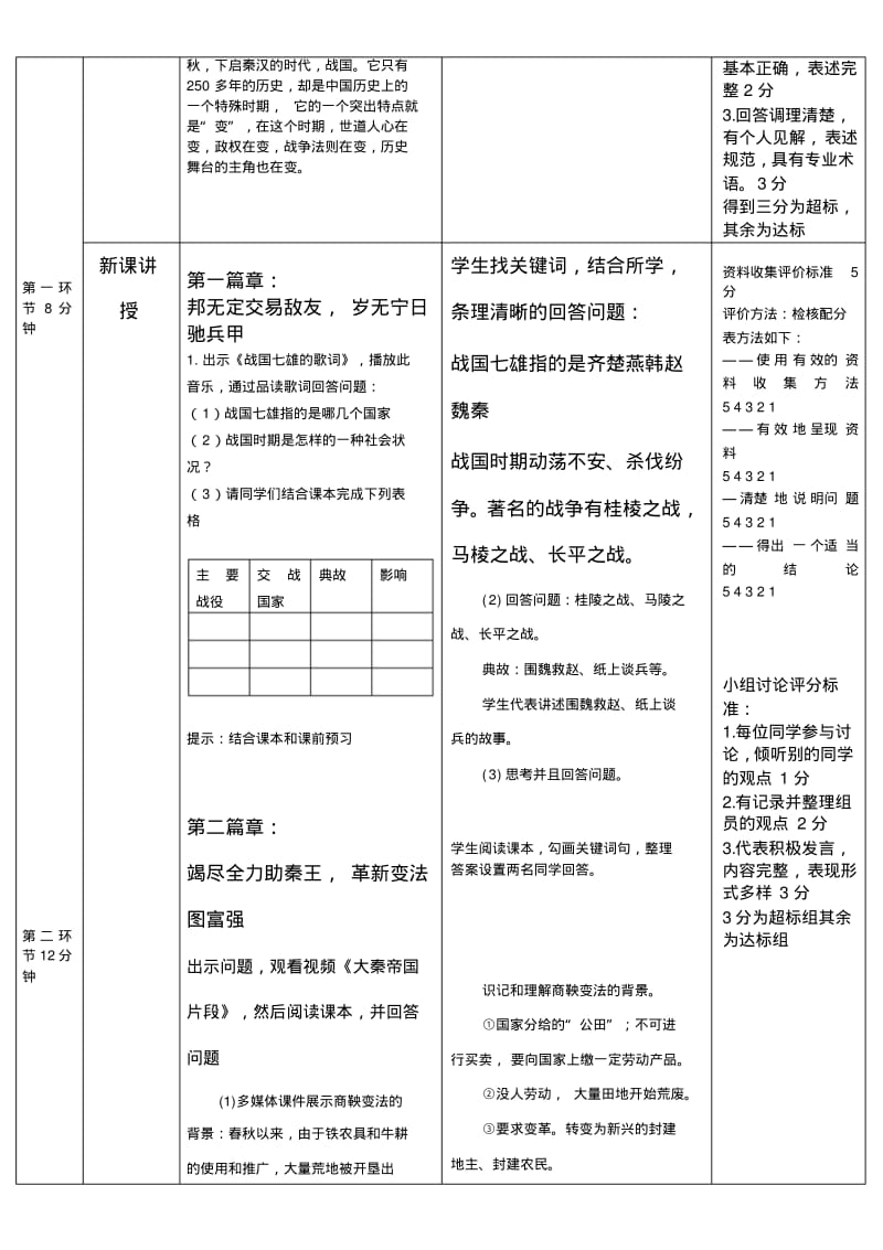 (部编)人教版初中七年级历史上册《第7课战国时期的社会变化》优质课教学设计_0.pdf_第2页