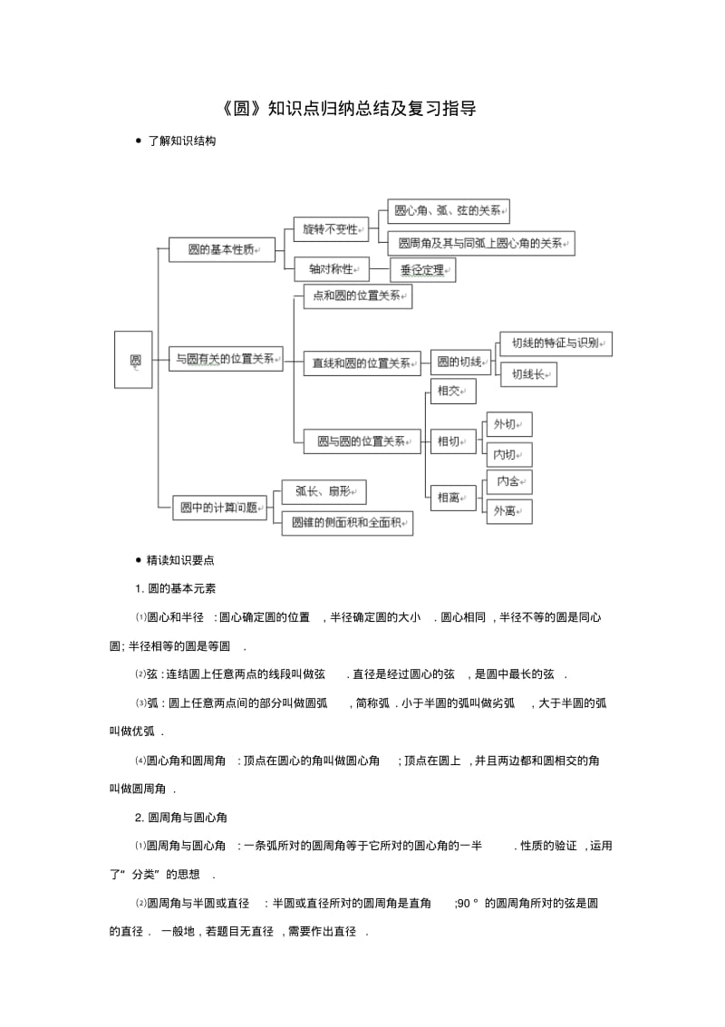 中考数学复习指导：《圆》知识点归纳总结及复习指导.pdf_第1页