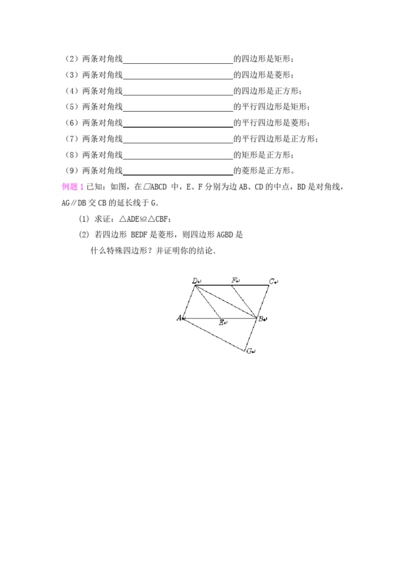 八年级数学下册平行四边形、矩形、菱形、正方形知识点总结复习学案.pdf_第3页