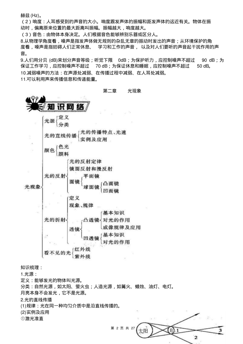 初中物理(人教版)总复习知识点总结(八年级和九年级全部内容).pdf_第2页