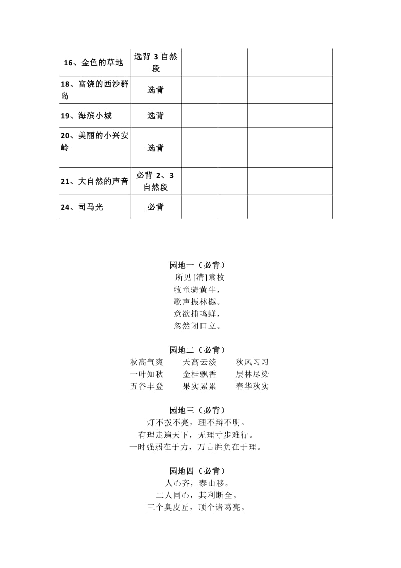 （暑假预习也可用）部编版三年级必背内容及背诵闯关表.docx_第2页