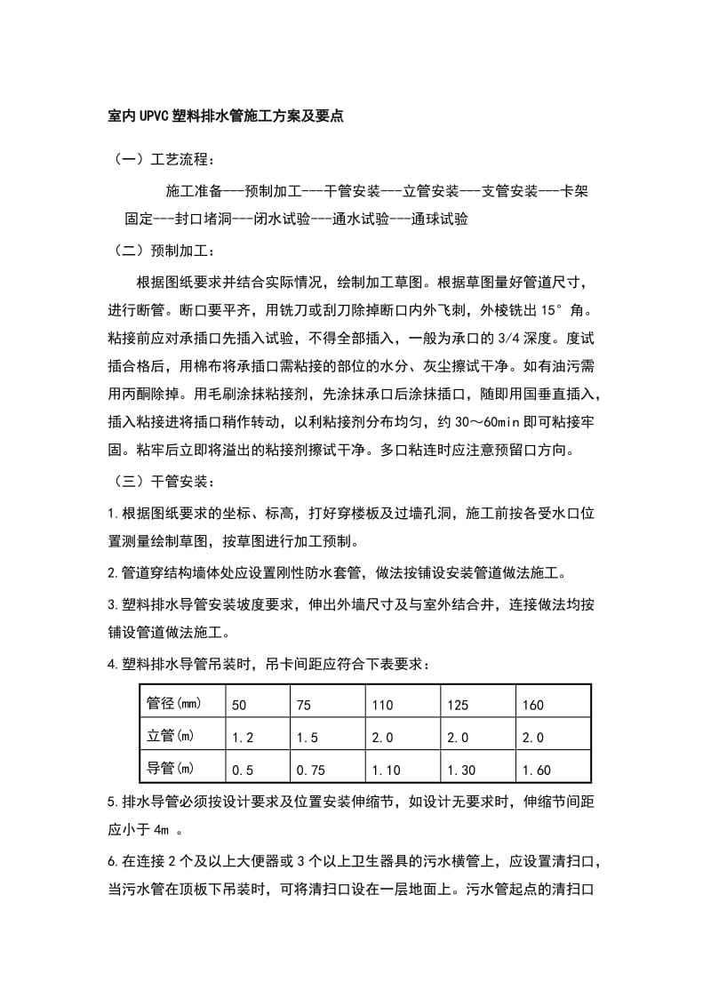 室内UPVC塑料排水管施工方案及要点.doc_第1页