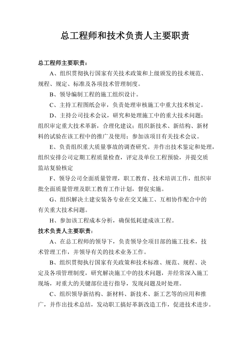 总工程师和技术负责人主要职责.doc_第1页