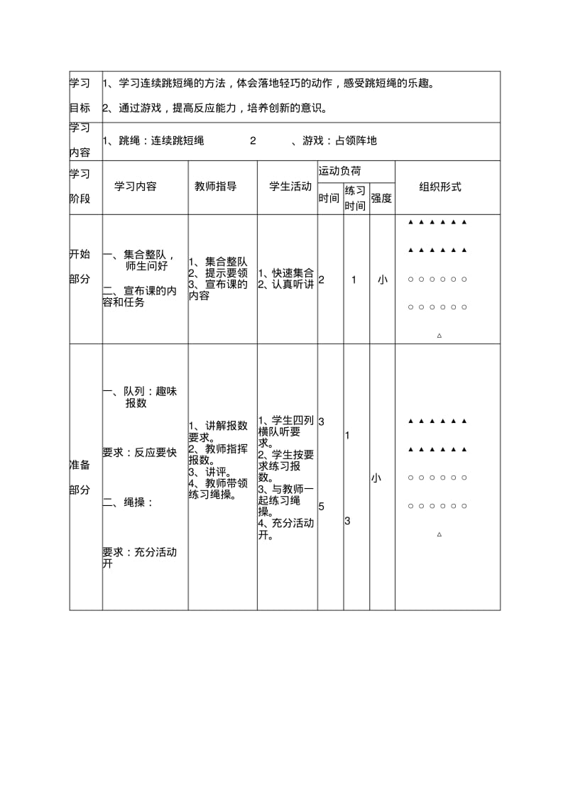 小学一年级体育课教学设计《跳绳》.pdf_第3页