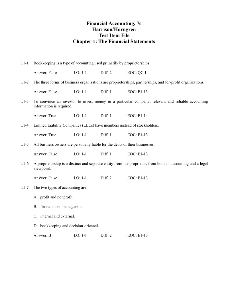 财务会计题库 The Financial Statements.doc_第1页