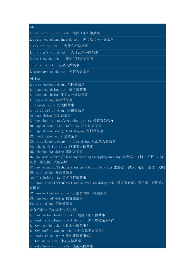 动词+do+to do 和动词+doing 句型总结.doc_第1页