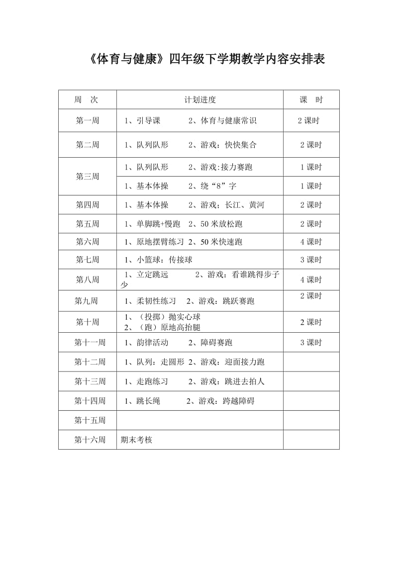 小学四年级下册体育教学计划.doc_第3页