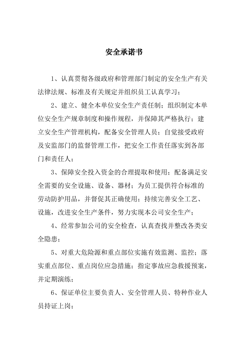 公司安全承诺书.doc_第1页