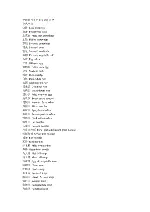 中国特色小吃英文词汇大全.doc