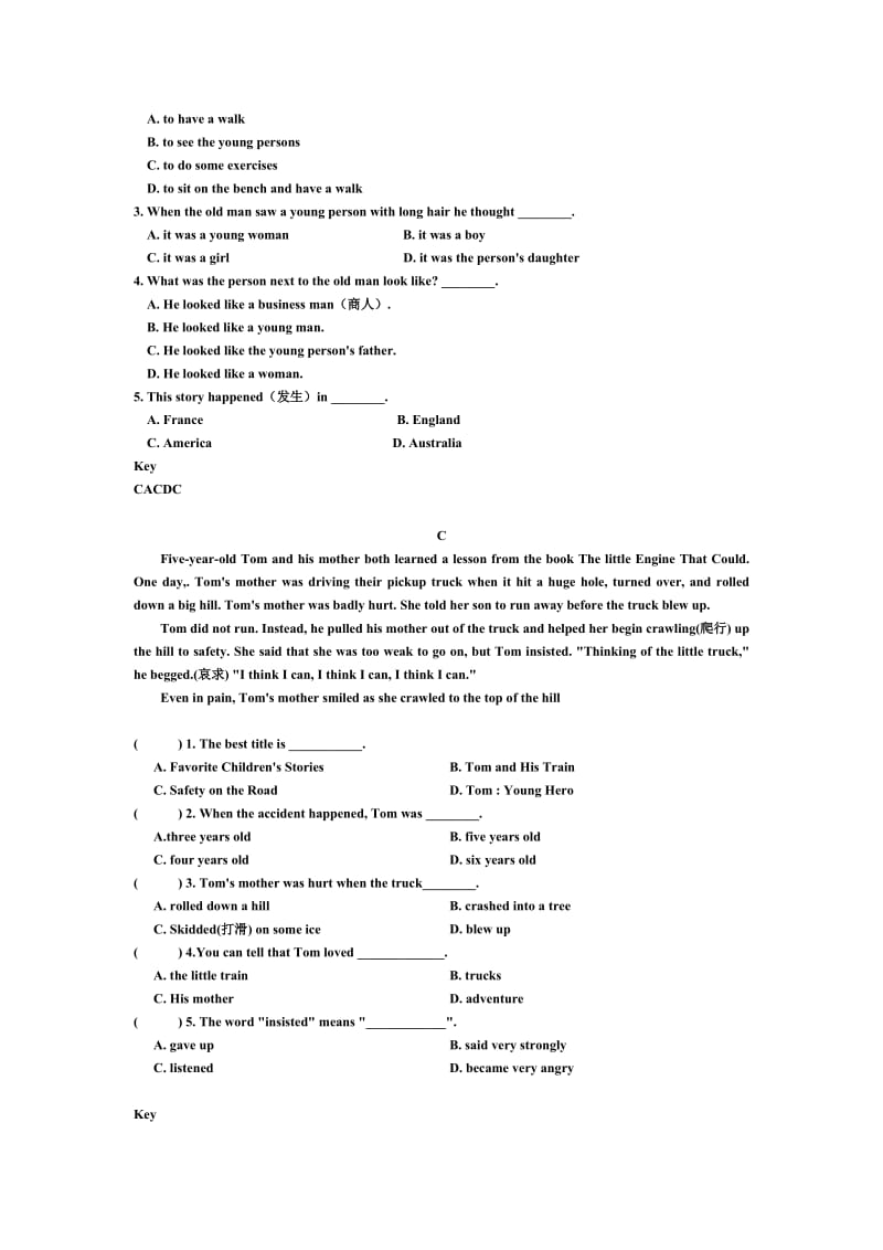 小学六年级英语阅读理解典型习题(含答案).doc_第2页