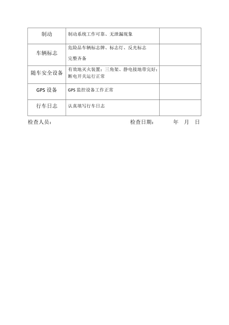 危货运输车辆日常维护检查记录表.doc_第2页