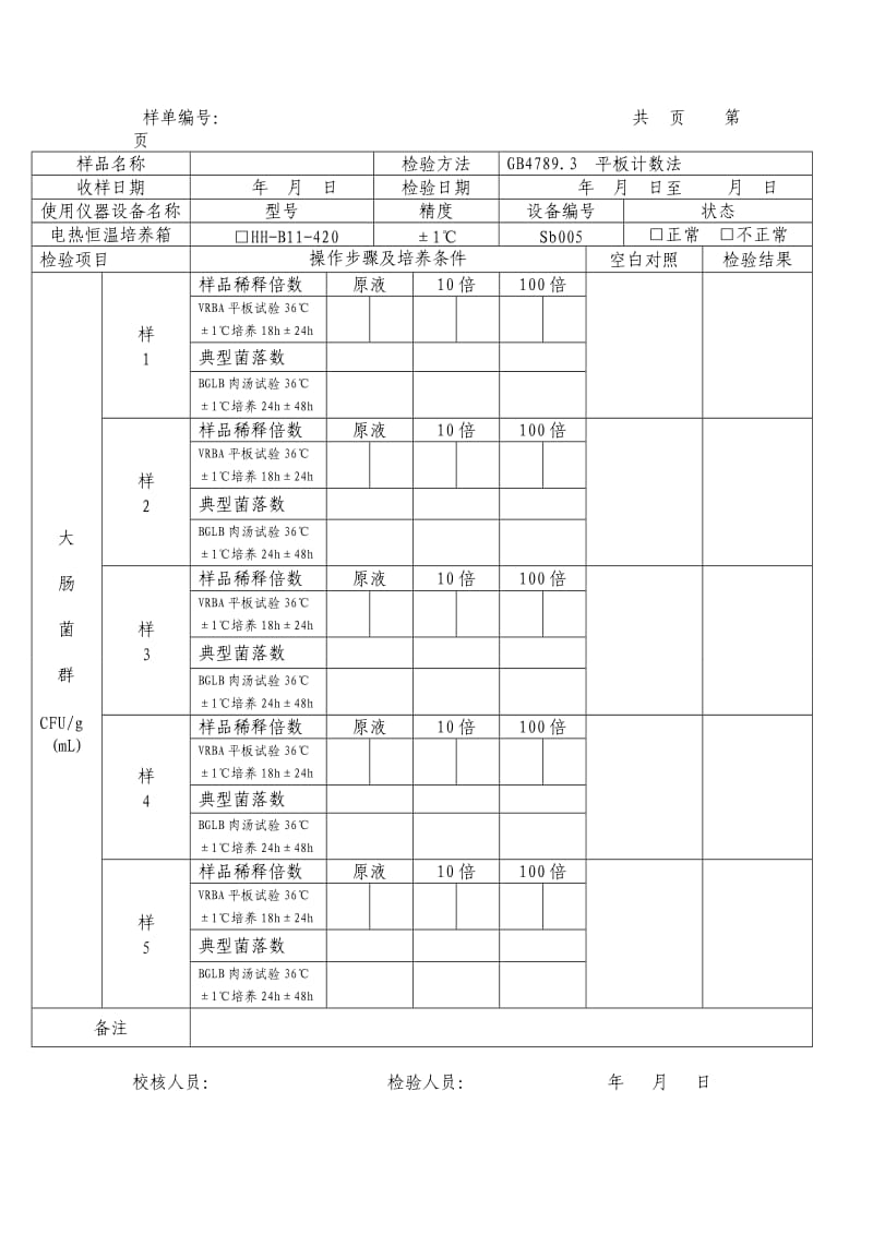 大肠菌群平板计数法原始记录.doc_第1页