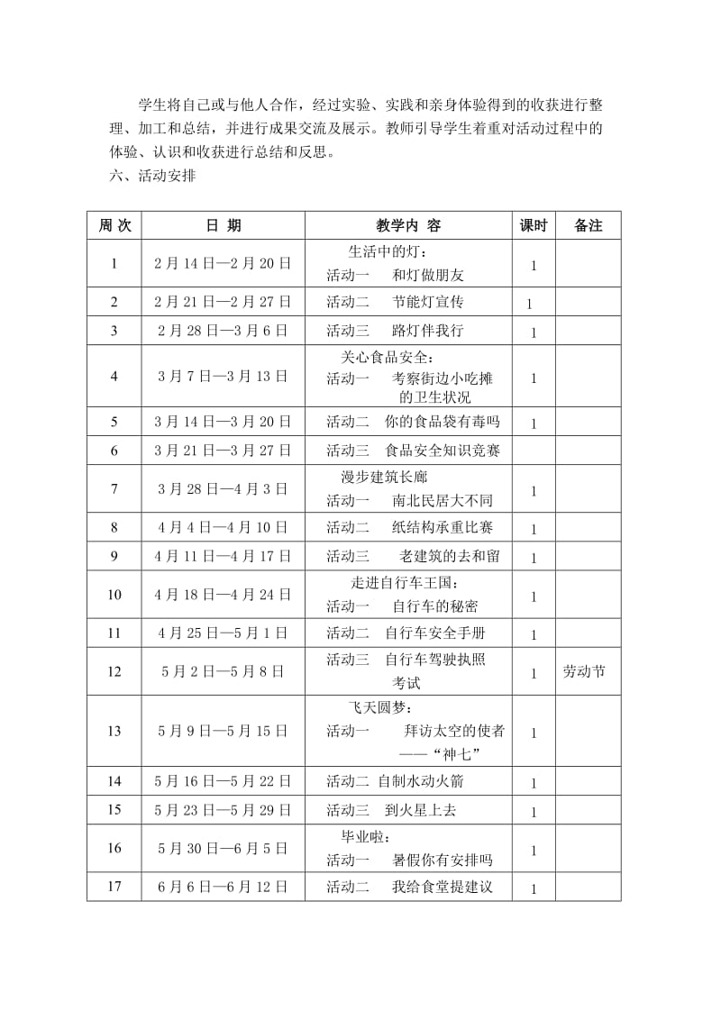 综合实践活动六年级下册教学计划.doc_第3页