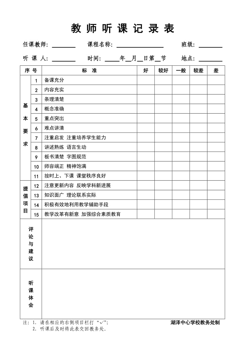 教师听课记录表.doc_第1页