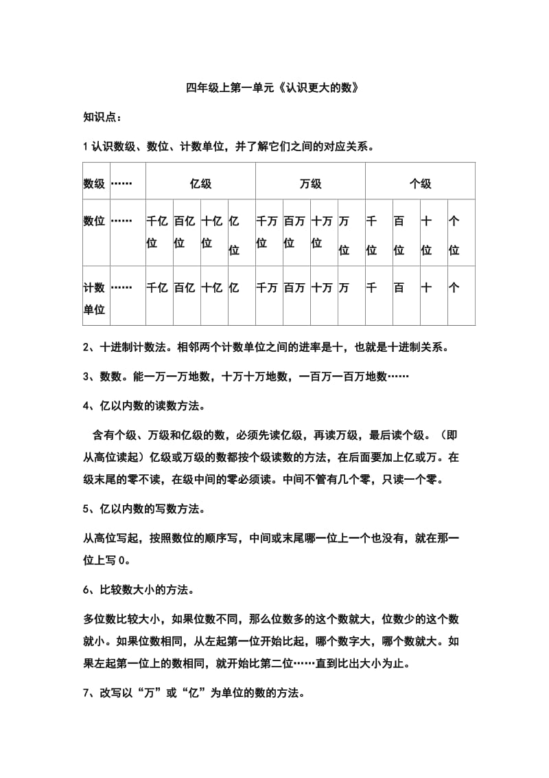 最新北师大版四年级数学第一单元知识点总结.doc_第1页