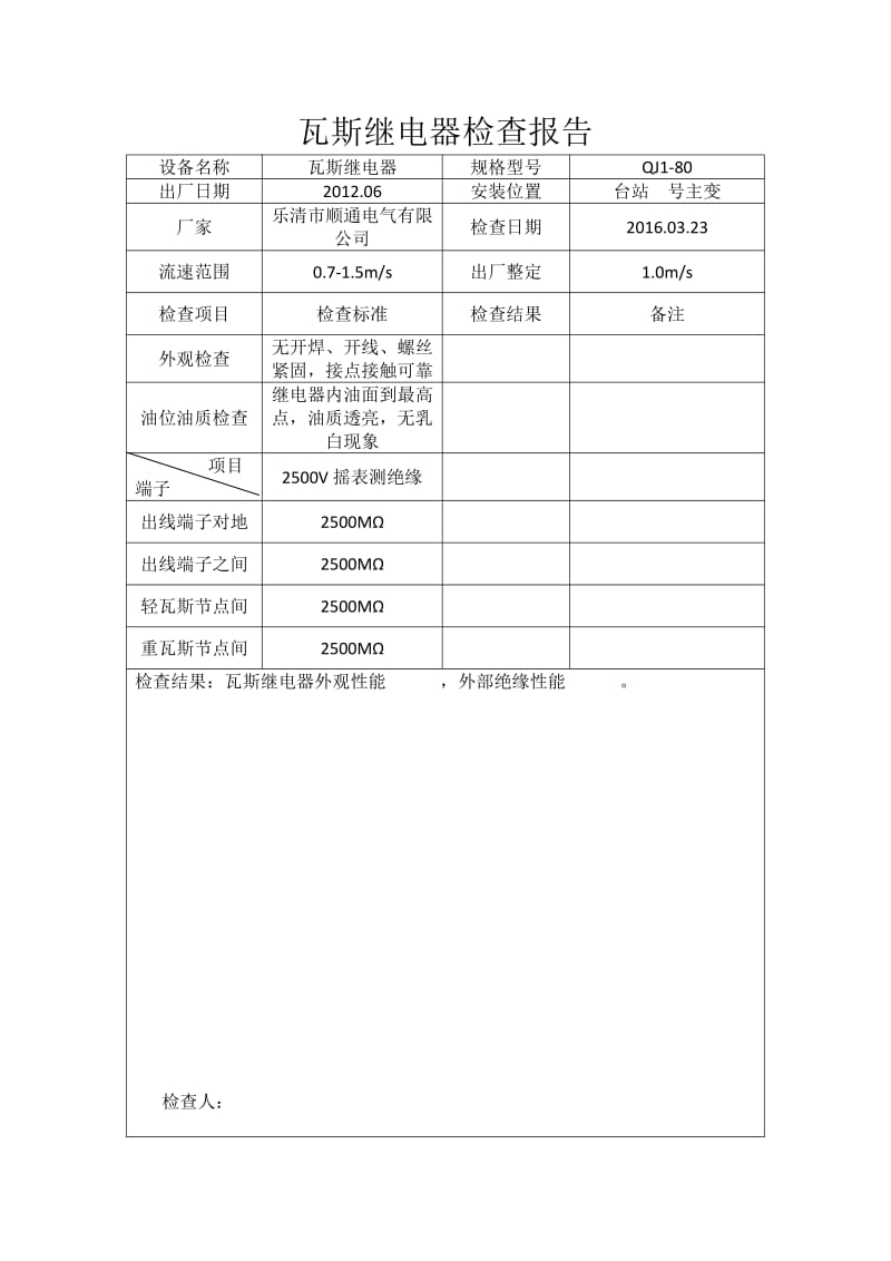 3主变瓦斯继电器检查报告.pdf_第1页