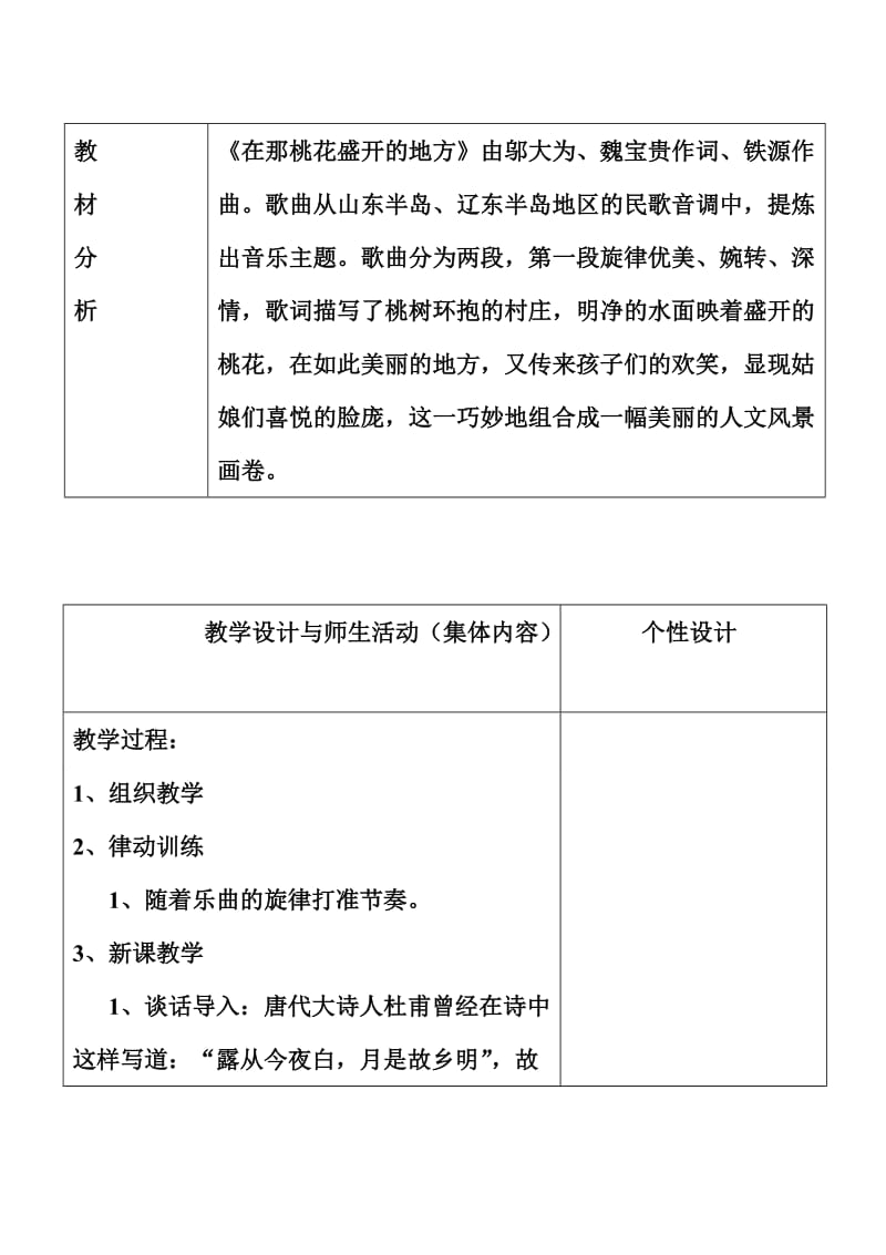 新人音版三年级下册欣赏课《在那桃花盛开的地方》教案.doc_第2页