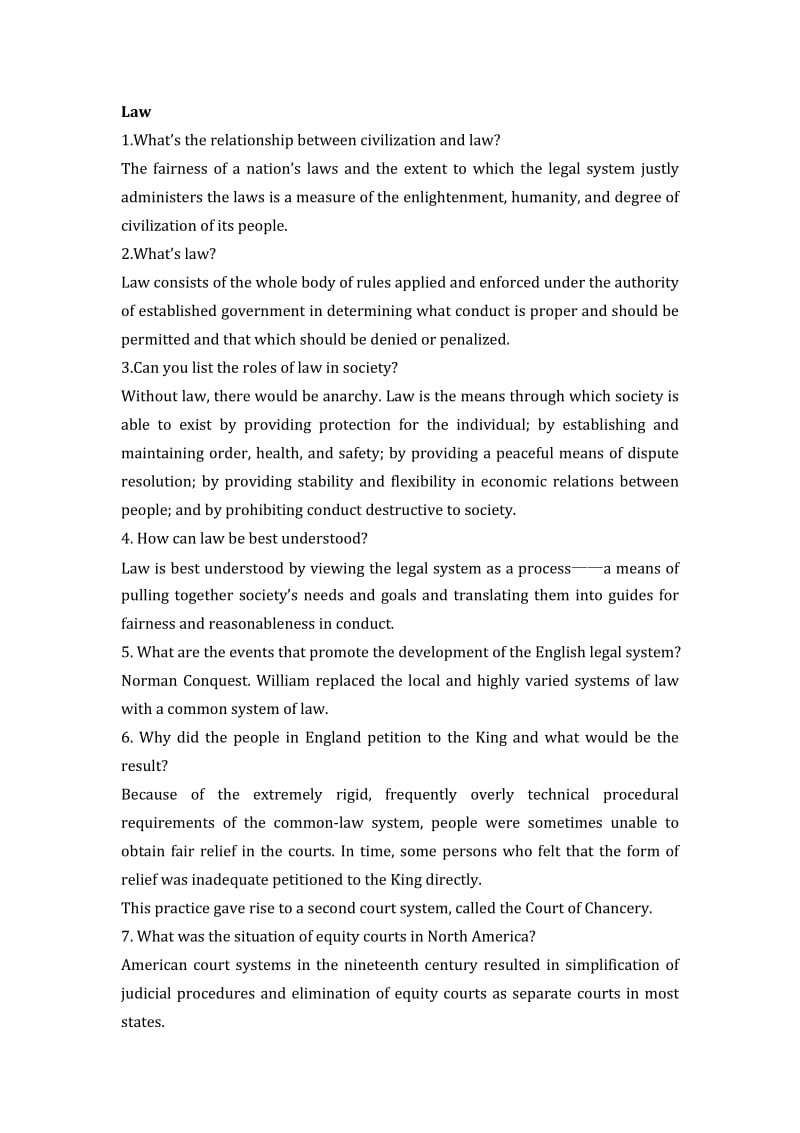 法律英语 沙丽金版 阅读文本问题答案.doc_第1页
