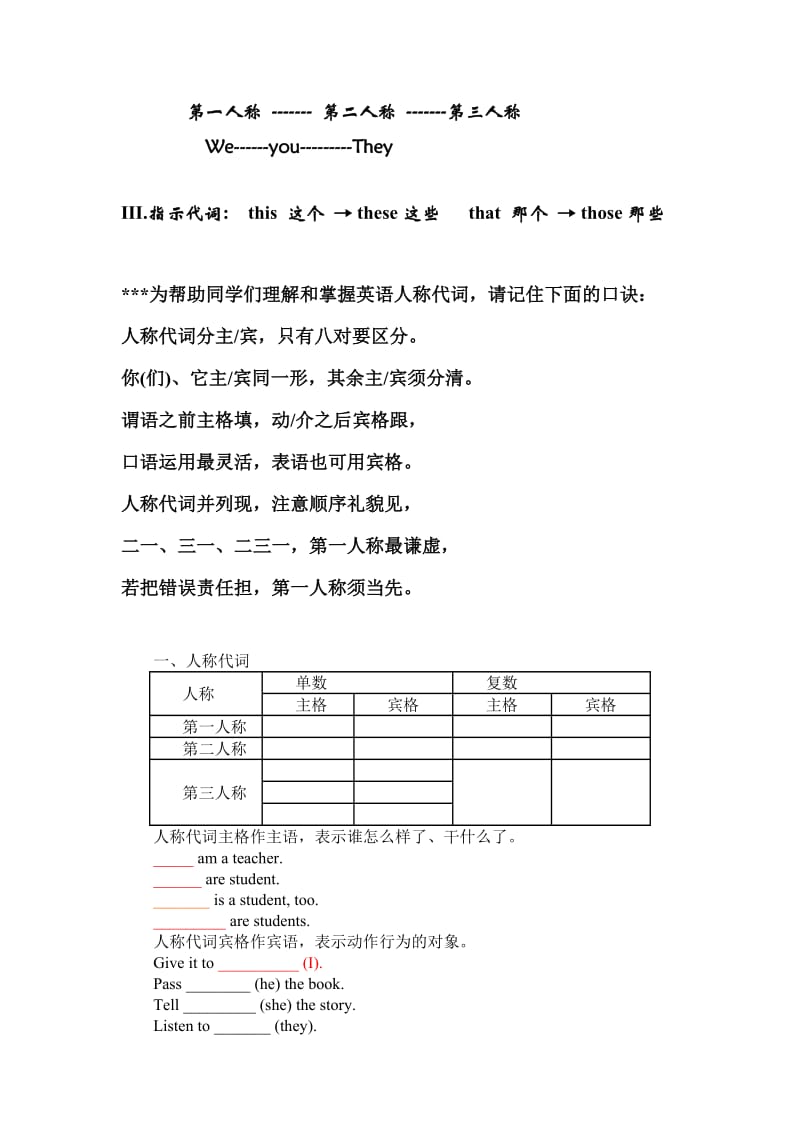 人称代词表格用法及练习.doc_第3页