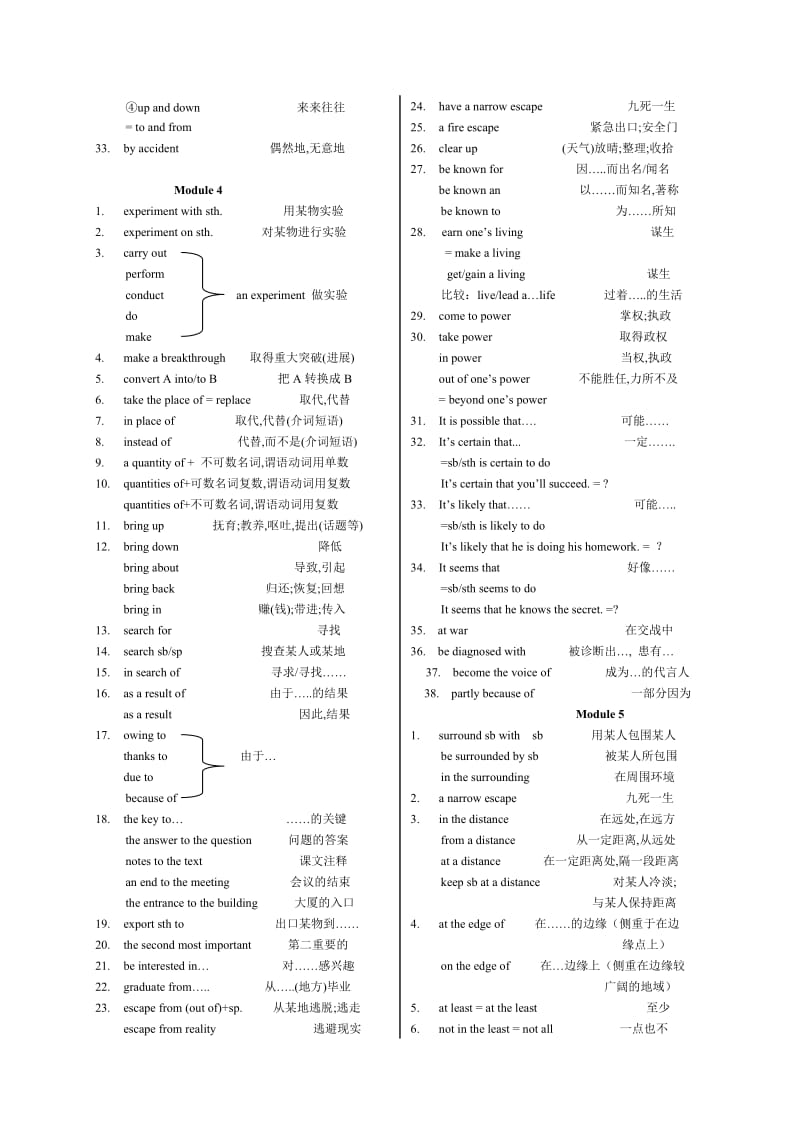 外研版英语必修四短语复习.doc_第3页