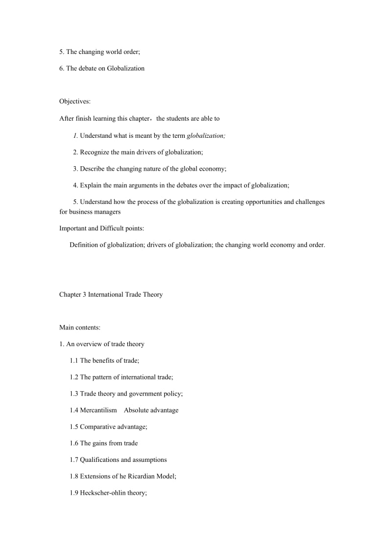 国际贸易理论教学大纲(英文).doc_第3页