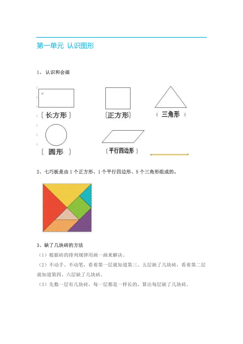 新人教版一年级数学(下册)各单元知识要点.doc_第1页